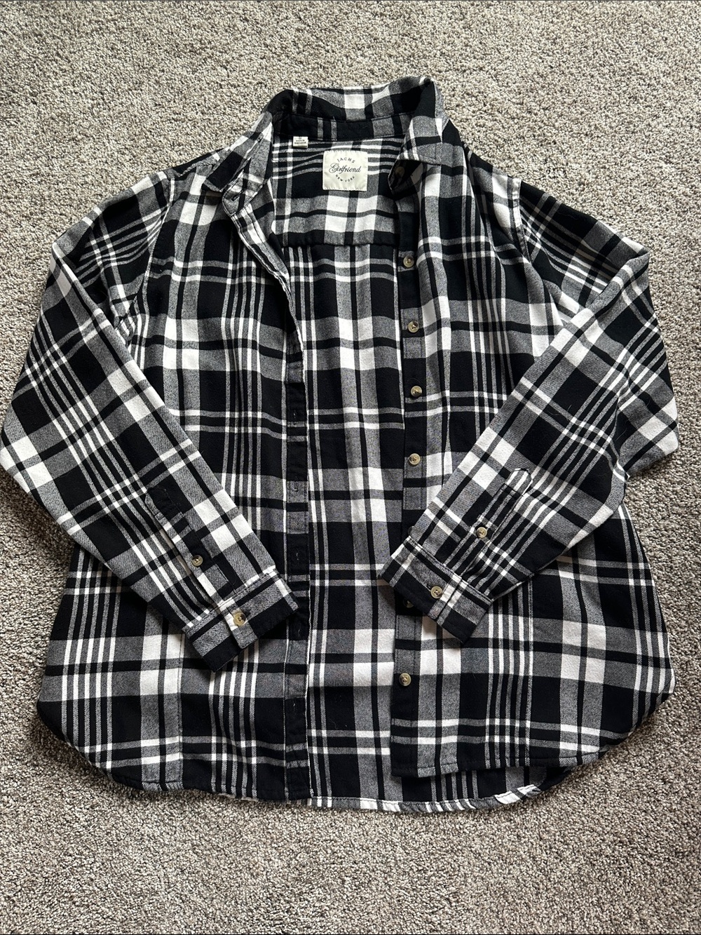 JACHS Girlfriend Black & White Plaid Button-Down Shirt